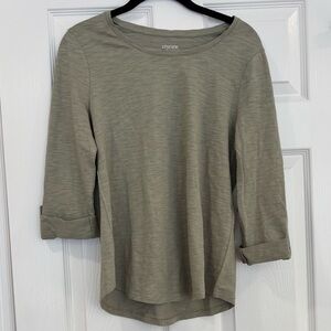 NWT Chico's The Ultimate Tee Women's Cotton Slub Top In Sage Leaf Size Small